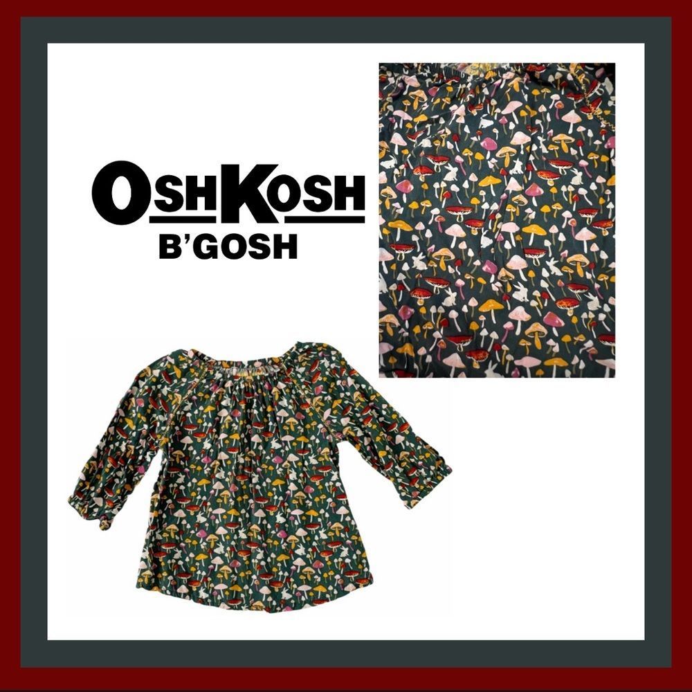 Oshkosh B’Gosh Mushroom 🍄 🐰 Bunny Woodlands 🌲 Long Sleeve Super Soft Top 3T